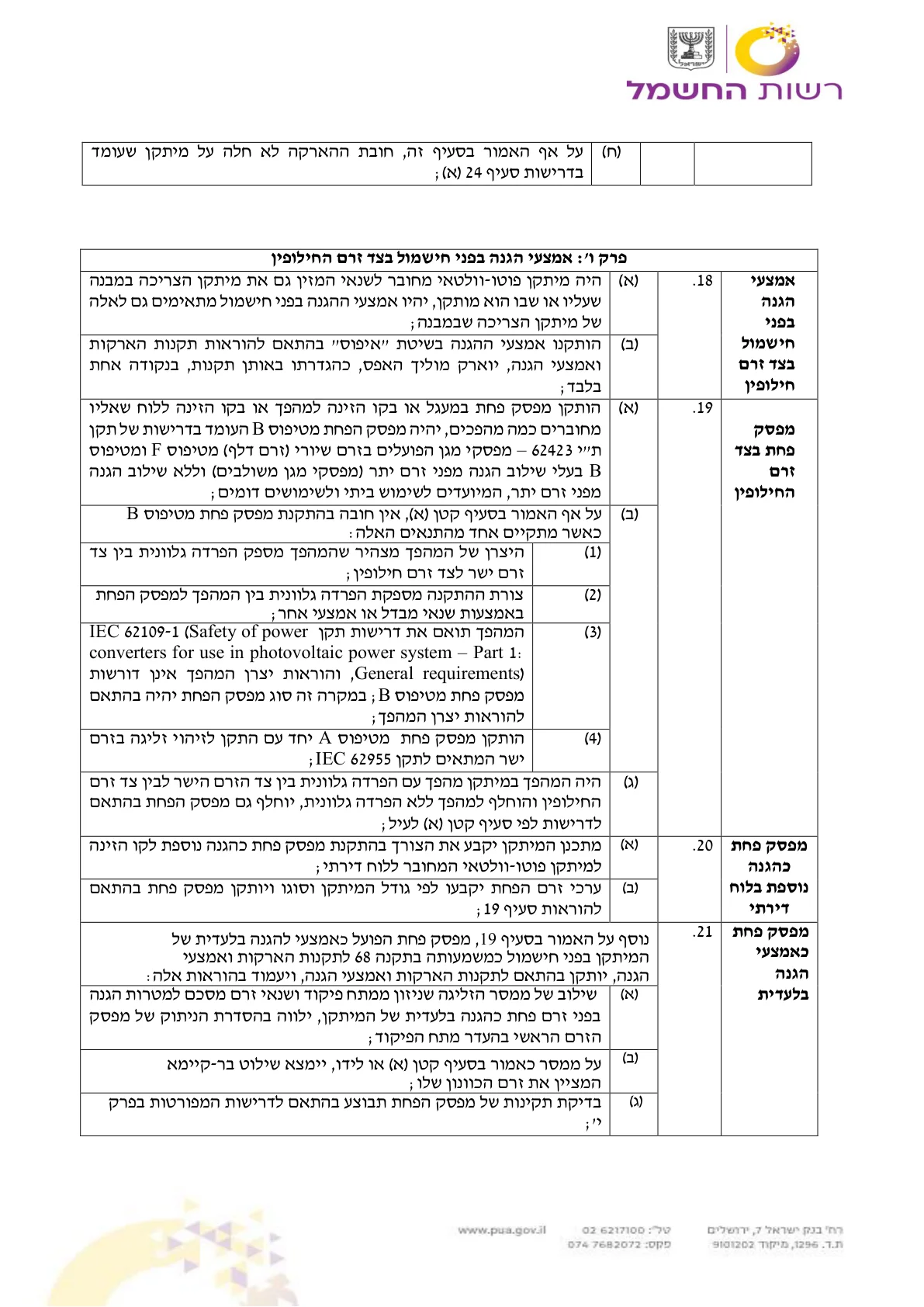 עמוד 8 בהנחיות להתקנת מיתקן פוטו-וולטאי