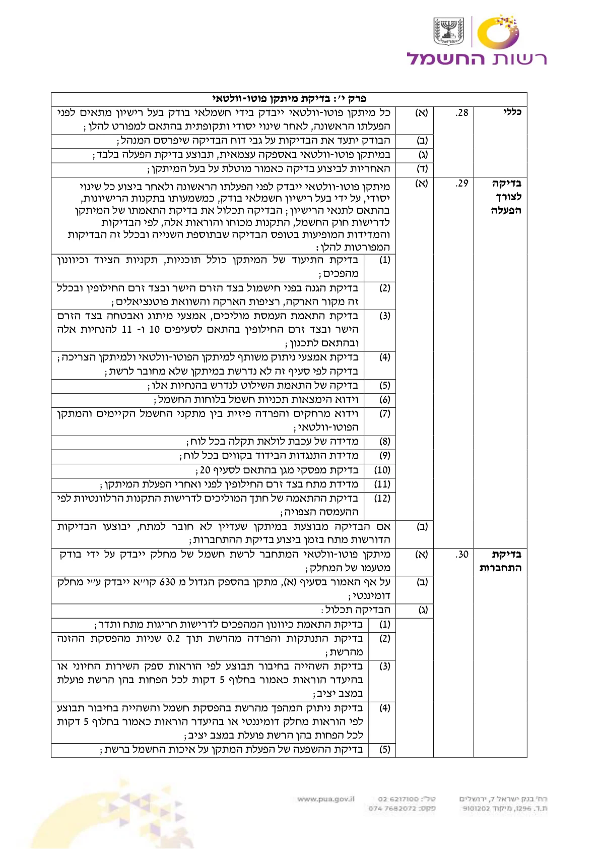 עמוד 12 בהנחיות להתקנת מיתקן פוטו-וולטאי